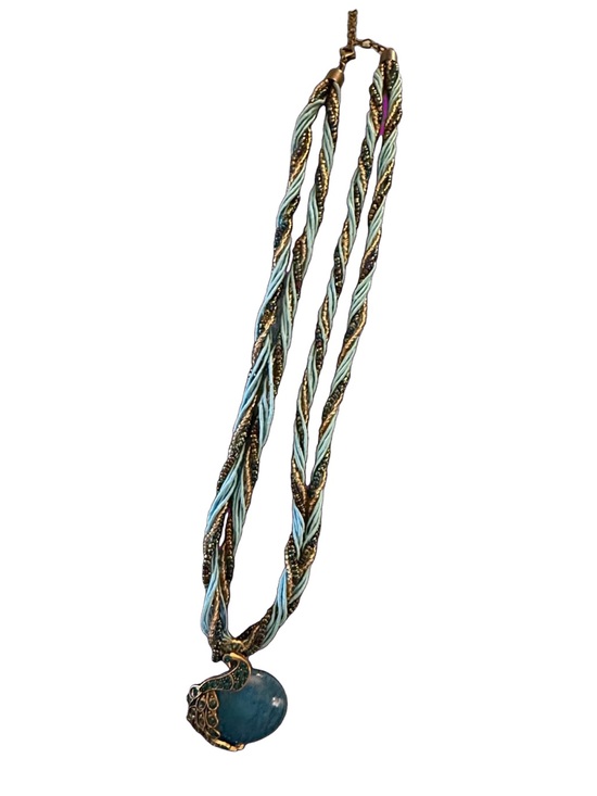 Jewelry - Braided Peacock Blue Pendant Necklace - Women's Jewelry